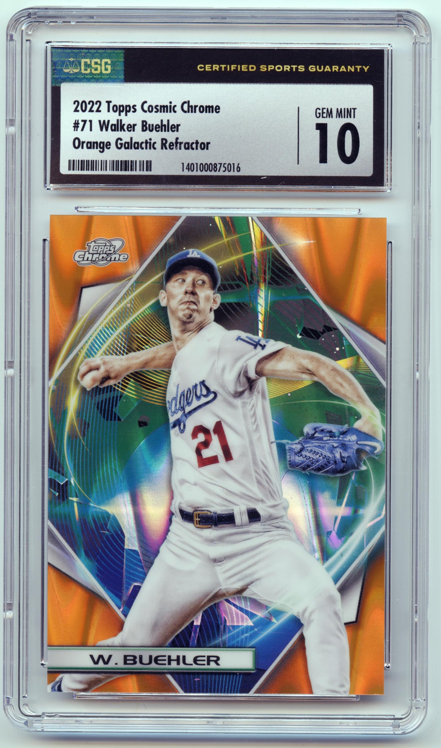 2022 Topps Chrome Cosmic Walker Buehler Orange Galactic #/25 Dodgers CSG 10