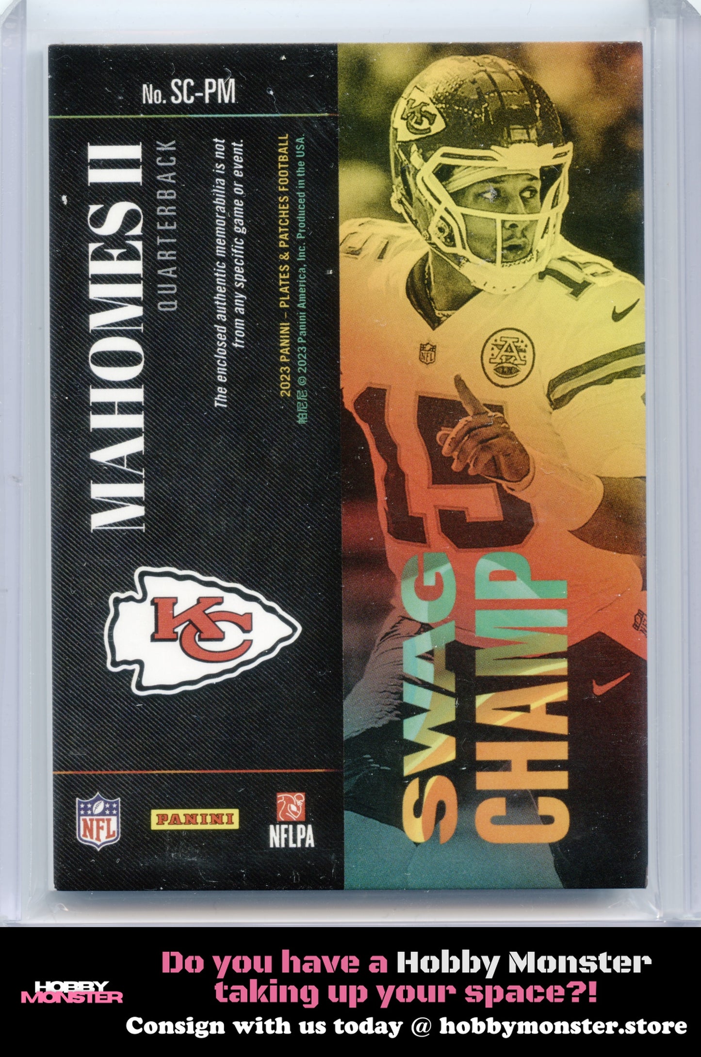 2023 Plates & Patches Patrick Mahomes II Swag Champ Blue /25 Kansas City Chiefs
