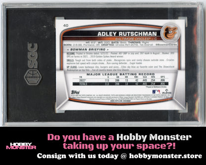 2023 Bowman Adley Rutschman Chrome Mega Box Mojo Refractor Rookie Orioles SGC 10