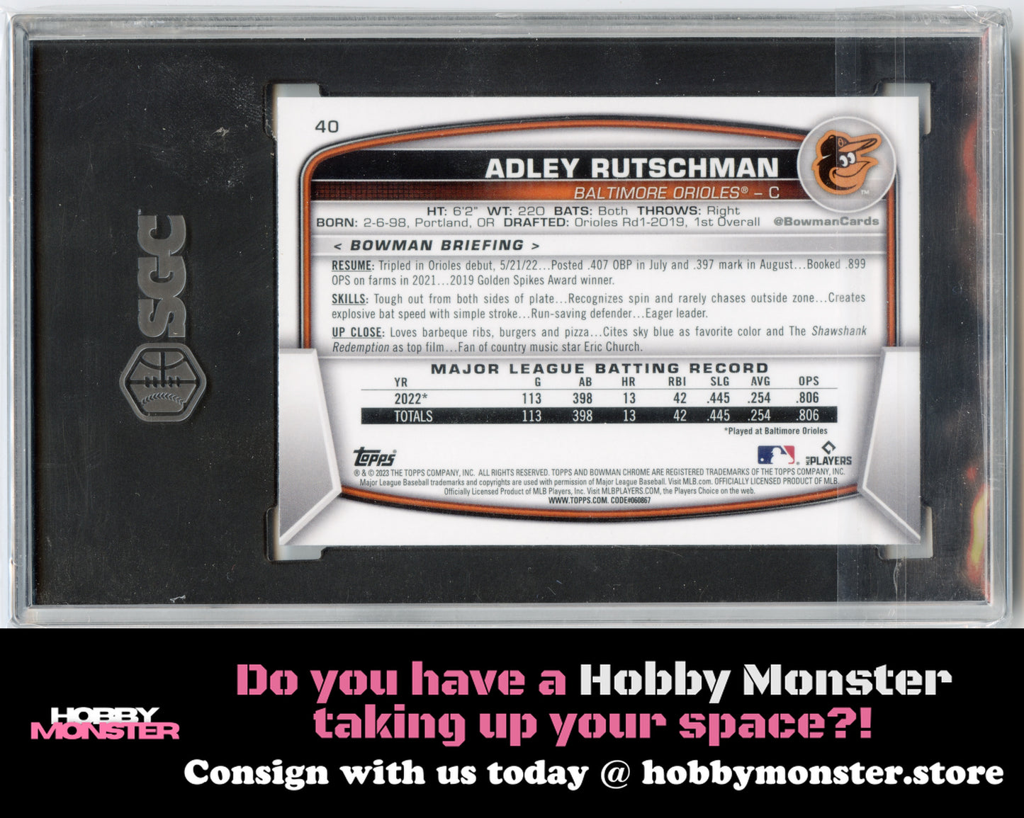 2023 Bowman Adley Rutschman Chrome Mega Box Mojo Refractor Rookie Orioles SGC 10