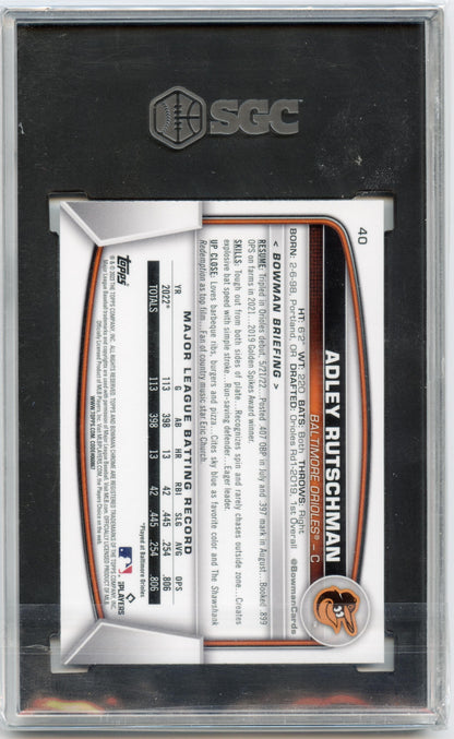 2023 Bowman Adley Rutschman Chrome Mega Box Mojo Refractor Rookie Orioles SGC 10