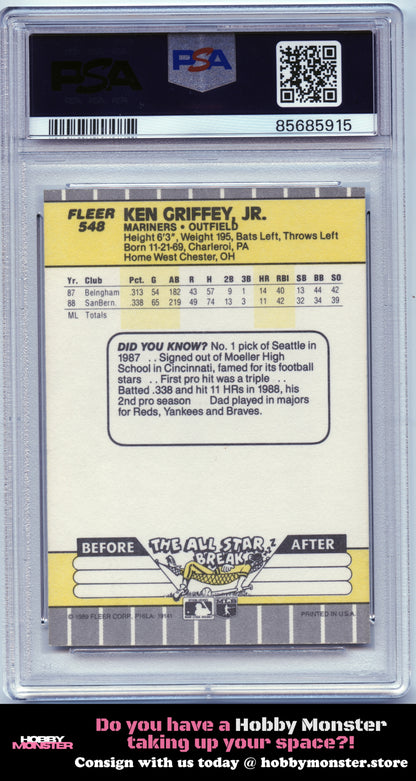1989 Fleer Ken Griffey Jr. Rookie Seattle Mariners PSA 6