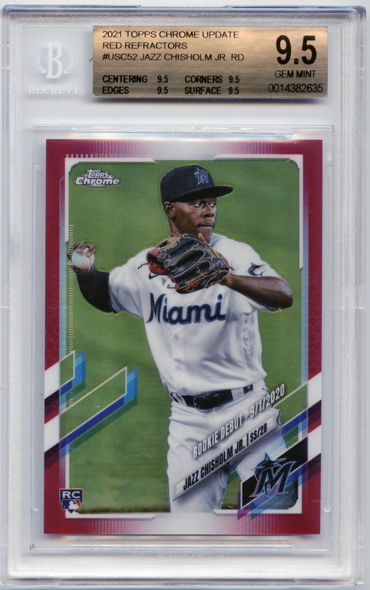 2021 Topps Chrome Update Jazz Chisholm Red #/25 Marlins Yankees BGS 9.5