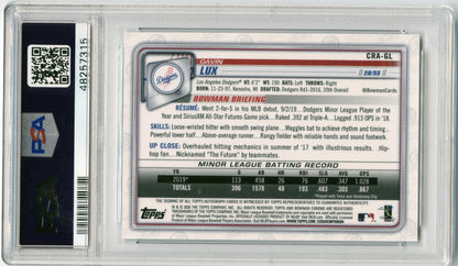 2020 Bowman Gavin Lux Chrome Rookie Auto Los Angeles Dodgers PSA 10 002