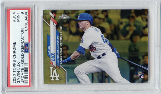 2020 Topps Chrome Update Gavin Lux Gold #/50 Dodgers Rays PSA 9