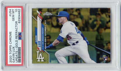 2020 Topps Chrome Update Gavin Lux Gold #/50 Los Angeles Dodgers PSA 10
