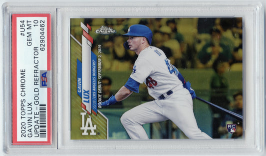 2020 Topps Chrome Update Gavin Lux Gold #/50 Los Angeles Dodgers PSA 10