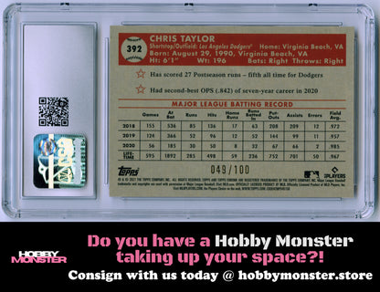 2021 Topps Chrome Platinum Chris Taylor Red Atomic #/100 Dodgers CSG 10
