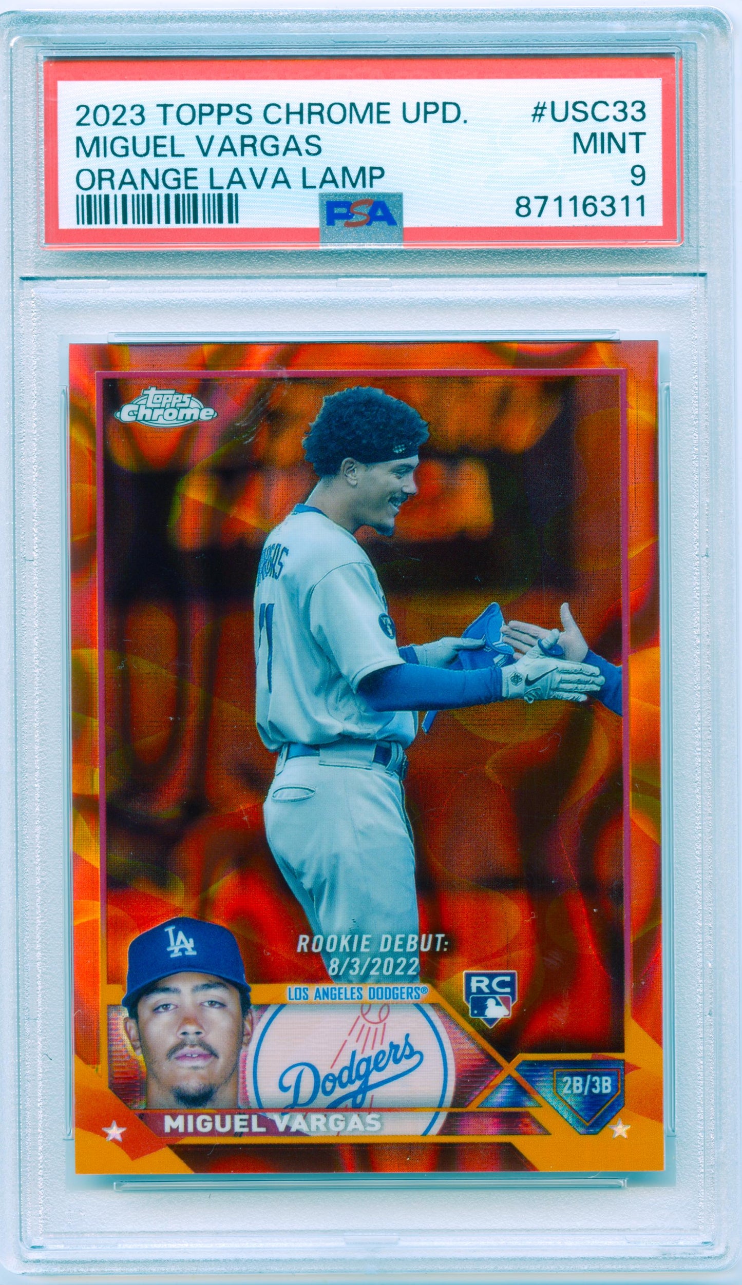 2023 Topps Chrome Update Miguel Vargas Red Orange Lava #/10 Dodgers
