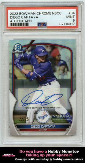 2023 Bowman Chrome National Diego Cartaya Auto Dodgers Twins PSA 9