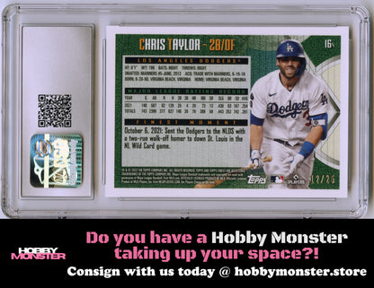 2022 Topps Finest Flashbacks Chris Taylor Black #/25 Dodgers SGC 8