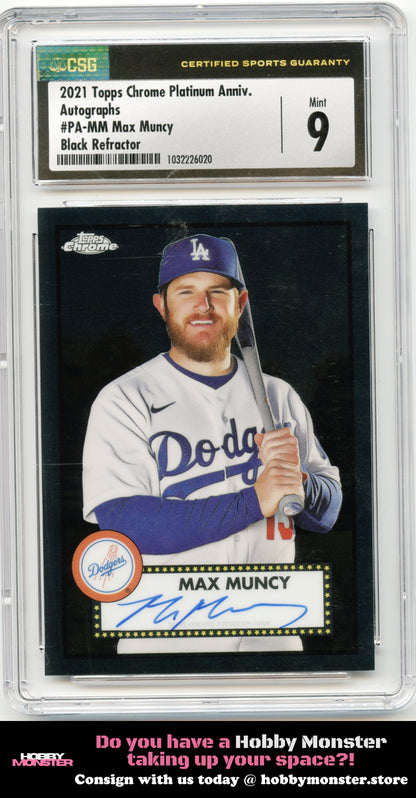 2021 Topps Chrome Platinum Max Muncy Black Auto #/10 Dodgers CSG 9