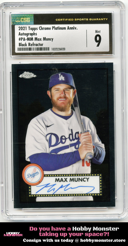 2021 Topps Chrome Platinum Max Muncy Black Auto #/10 Dodgers CSG 9
