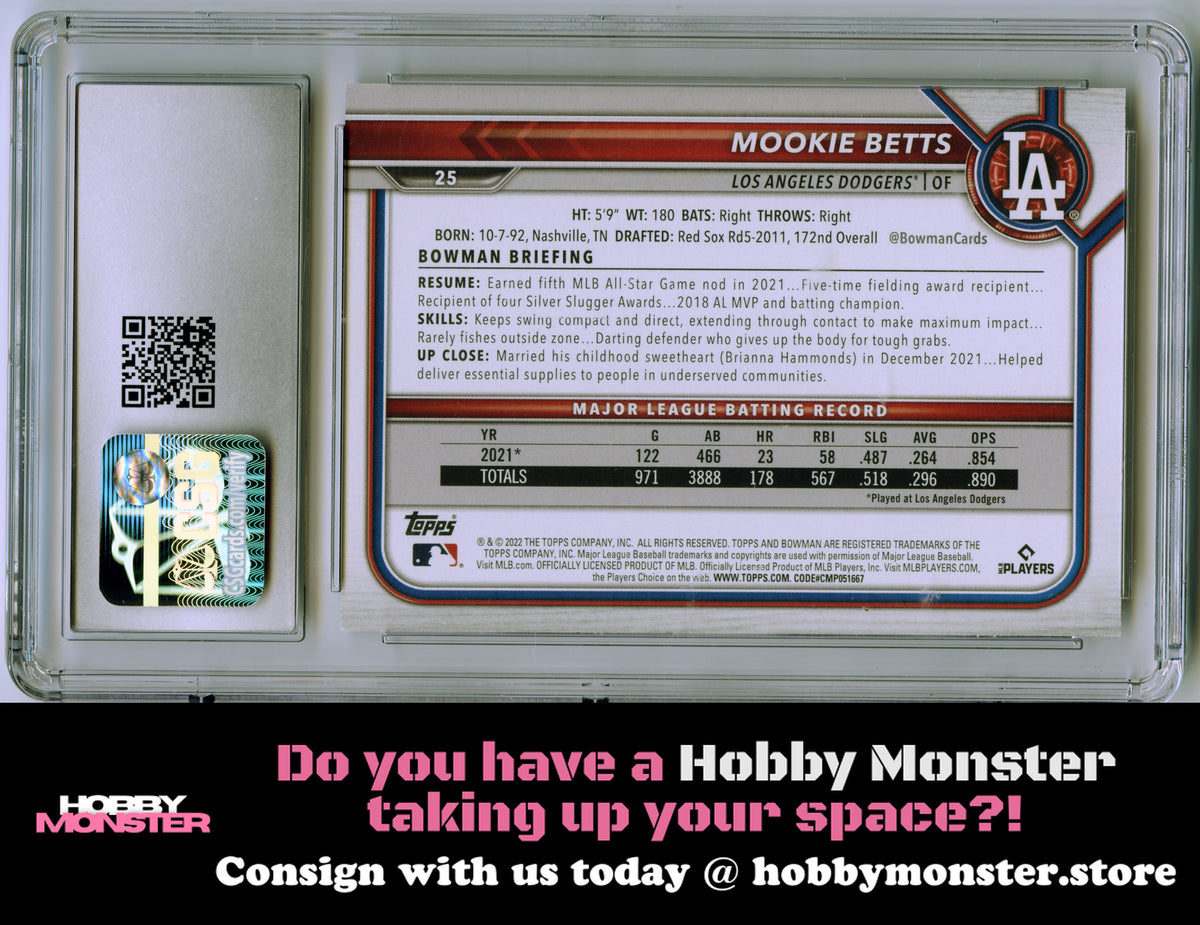 2022 Bowman Mookie Betts Gold #/50 Los Angeles Dodgers CSG 9.5 002-qr4uq