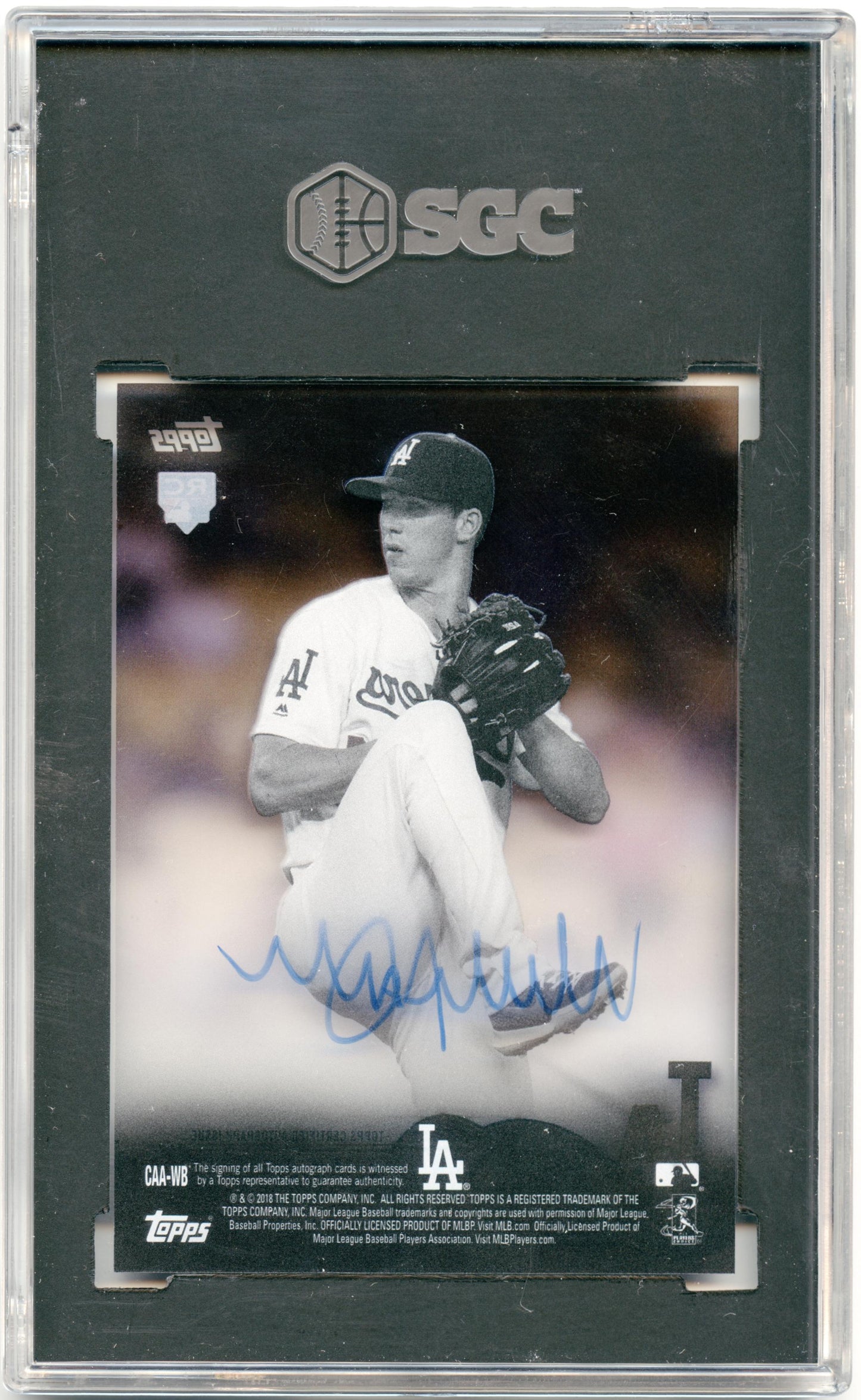 2018 Topps Clearly Authentic Walker Buehler Rookie Auto Dodgers SGC 8