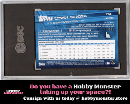 2017 Topps Chrome Corey Seager Green Refractor #/99 Los Angeles Dodgers SGC 9.5