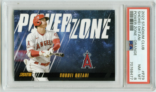 2022 Stadium Club Shohei Ohtani Power Zone Orange #/50 Los Angeles Angels PSA 8