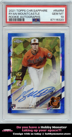 2021 Topps Chrome Sapphire Ryan Mountcastle Rookie Auto Baltimore Orioles PSA 10