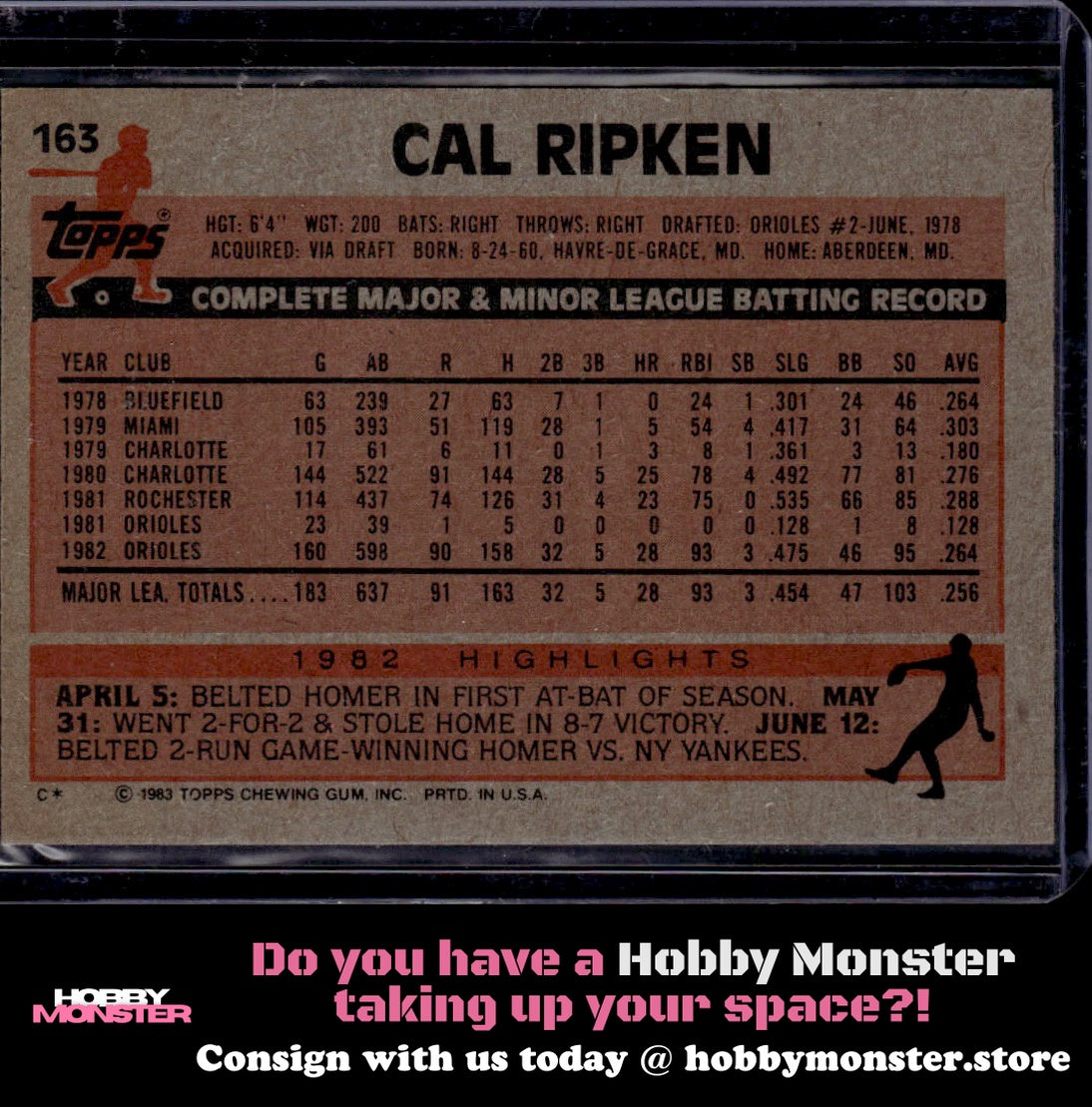 1983 Topps Cal Ripken Baltimore Orioles