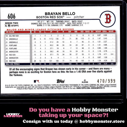 2024 Topps Brayan Bello Blue Holofoil Future Stars #/999 Boston Red Sox