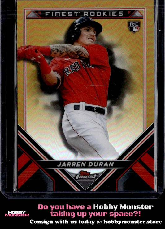 2022 Topps Finest Jarren Duran Rookie Design Variation Gold #/50 Boston Red Sox