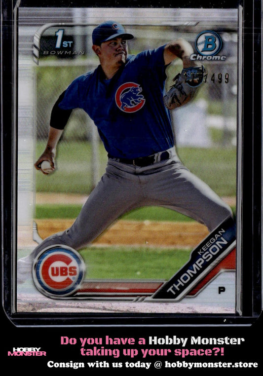 2019 Bowman Keegan Thompson Chrome Prospects Refractor #/499 Chicago Cubs 002