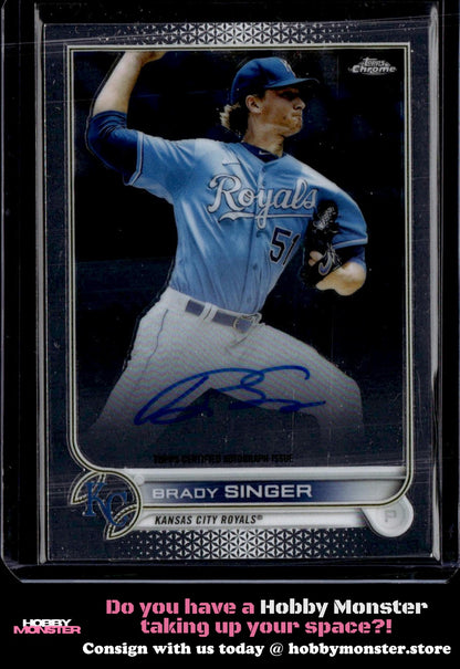 2022 Topps Chrome Brady Singer Auto Kansas City Royals