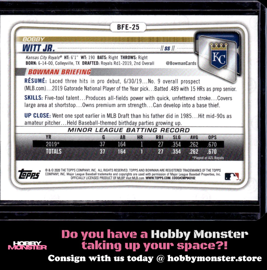 2020 Bowman 1st Edition Bobby Witt Jr. Kansas City Royals 002