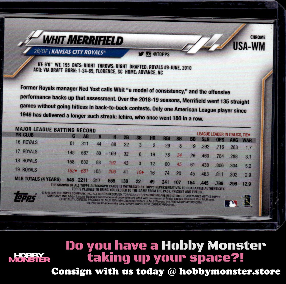 2020 Topps Chrome Update Whit Merrifield Autographs Auto Kansas City Royals