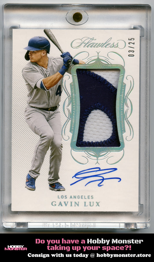 2020 Panini Flawless Gavin Lux Patch Autographs Auto #/25 Los Angeles Dodgers