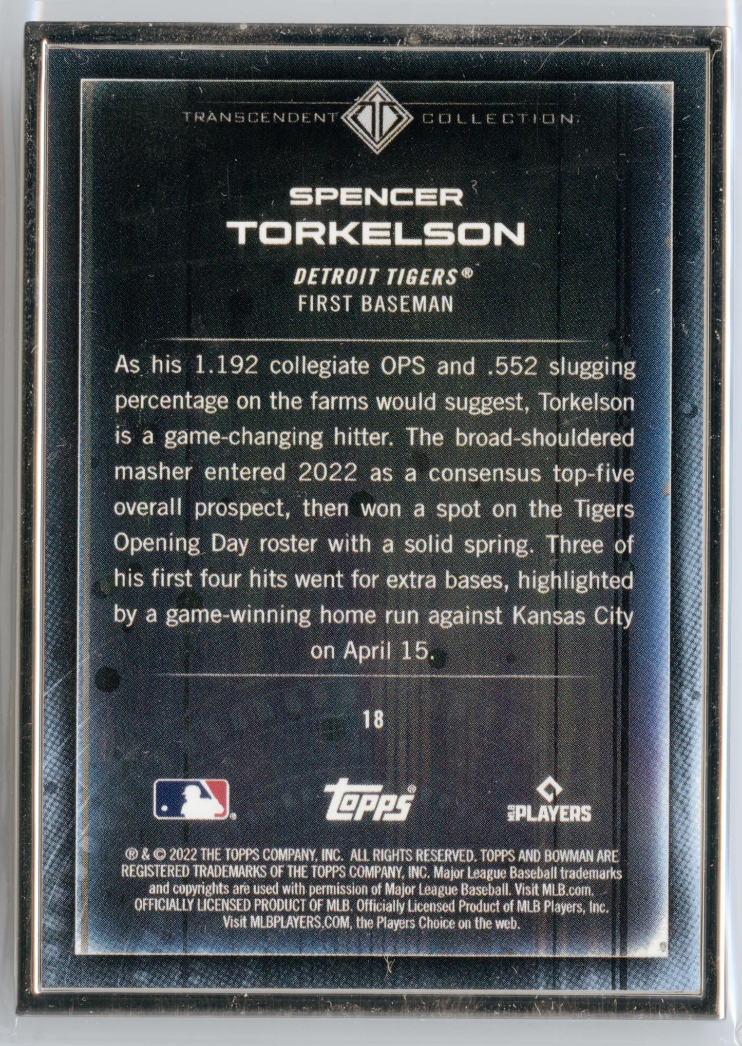 2022 Bowman Transcendent Spencer Torkelson SP Image Rookie RC #/50 Tigers