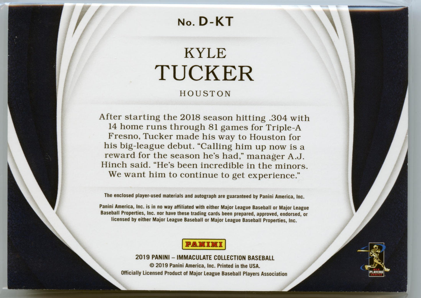 2019 Panini Immaculate Kyle Tucker Relic Auto RPA RC Rookie Auto #/99 Dodgers