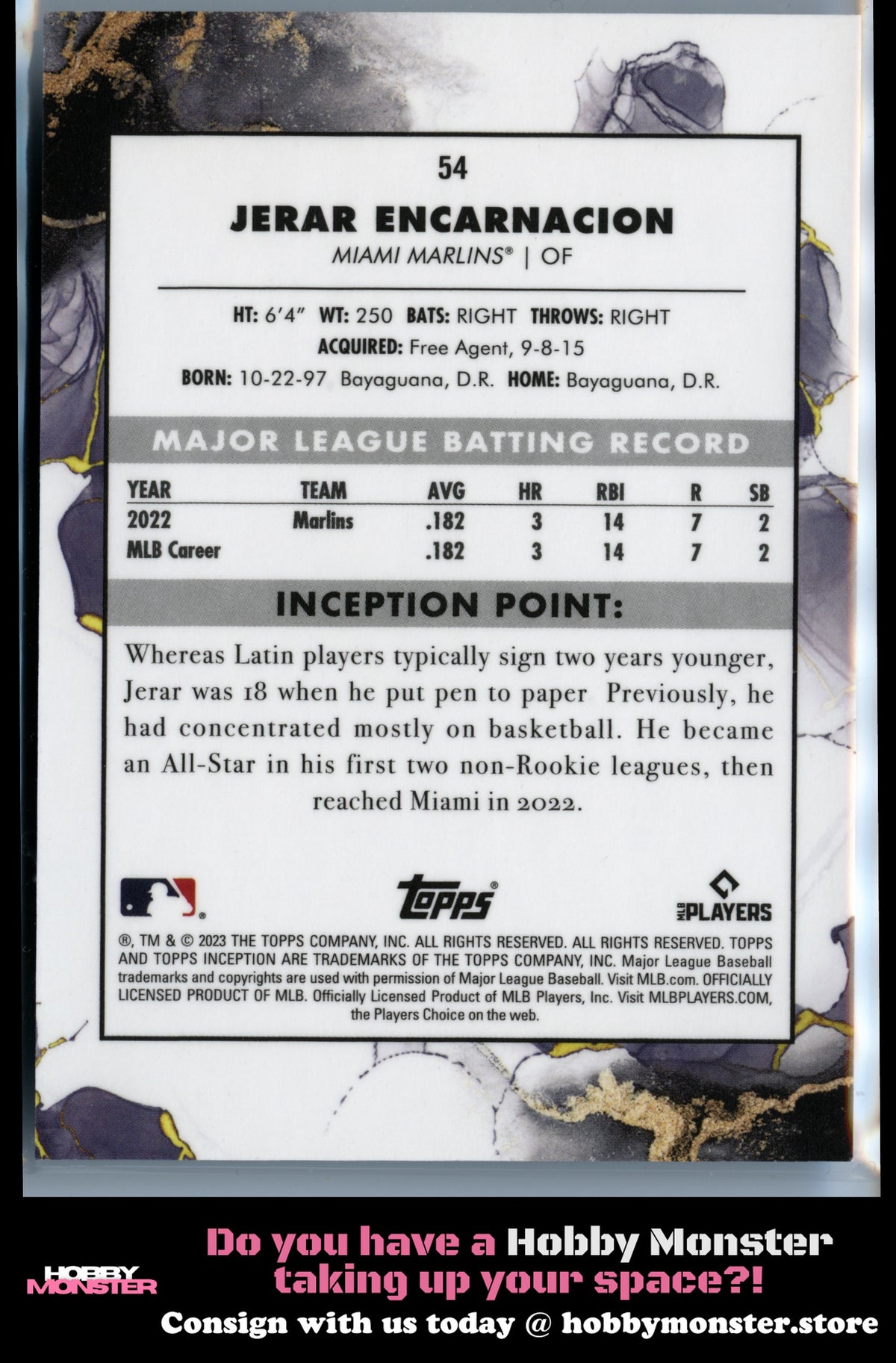 2023 Topps Inception Jerar Encarnacion Orange #/50 Miami Marlins