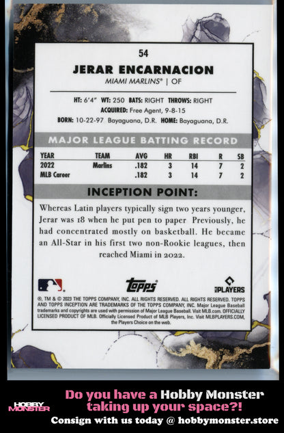 2023 Topps Inception Jerar Encarnacion Orange #/50 Miami Marlins