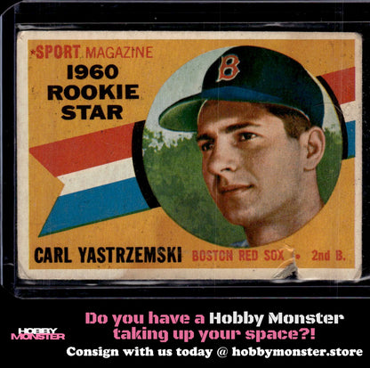 1960 Topps Carl Yastrzemski Rookie Boston Red Sox Moderate Indent, Corners