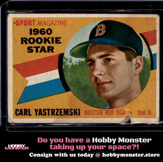 1960 Topps Carl Yastrzemski Rookie Boston Red Sox Moderate Indent, Corners