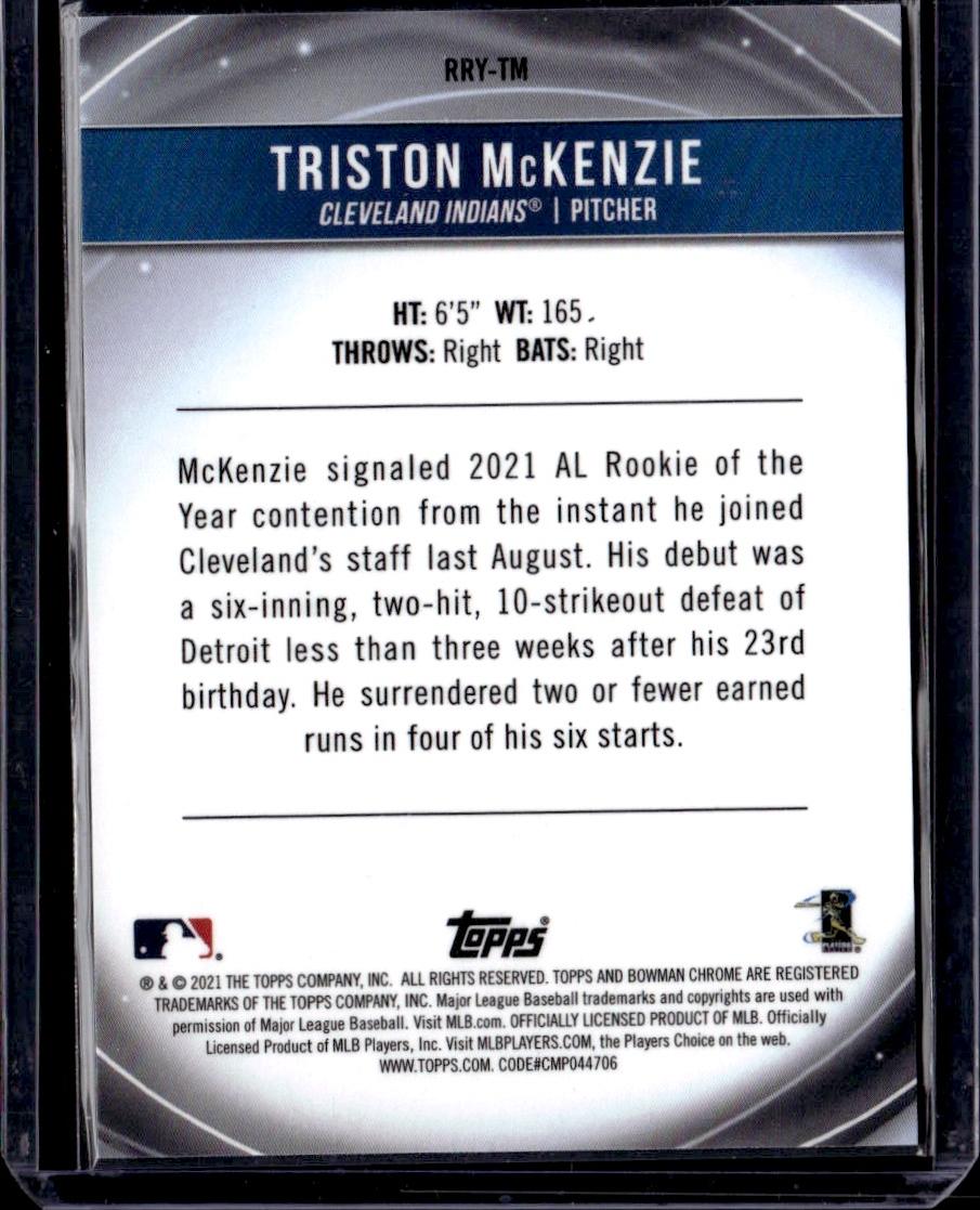 2021 Bowman Triston McKenzie Chrome ROY Mojo Blue #/150 Indians