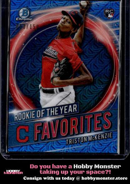 2021 Bowman Triston McKenzie Chrome ROY Mojo Blue #/150 Indians