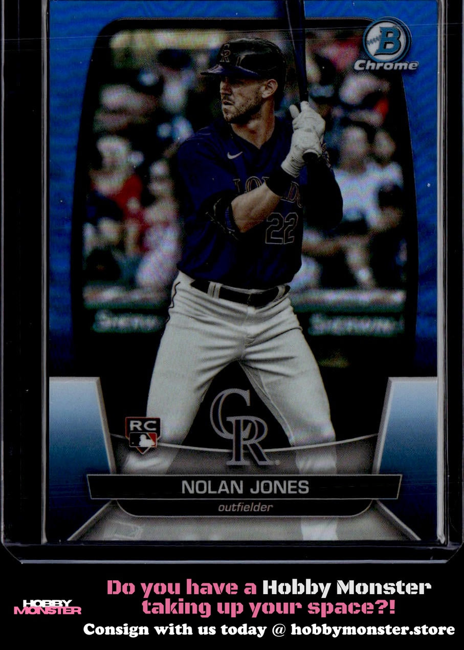 2023 Bowman Chrome Nolan Jones Blue Refractor Rookie #/150 Colorado Rockies 00H
