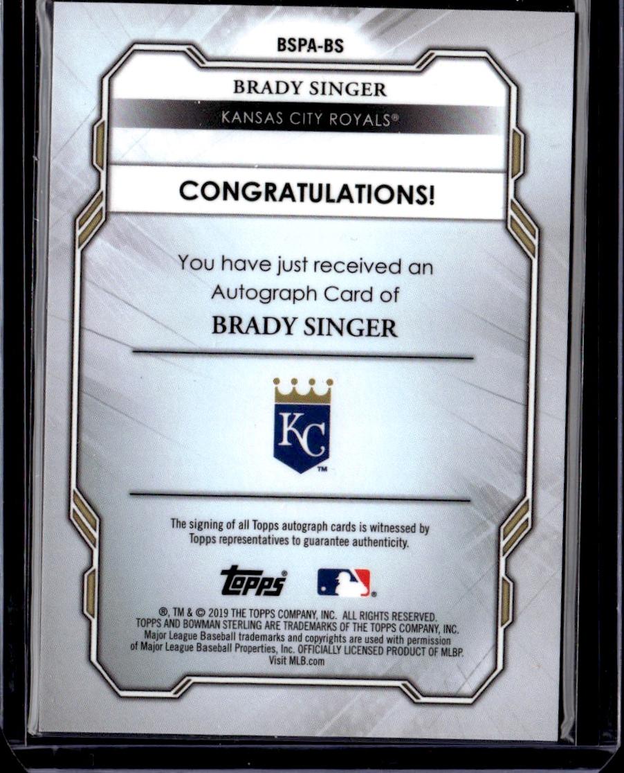 2019 Bowman Sterling Brady Singer Orange Auto #/75 Kansas City Royals