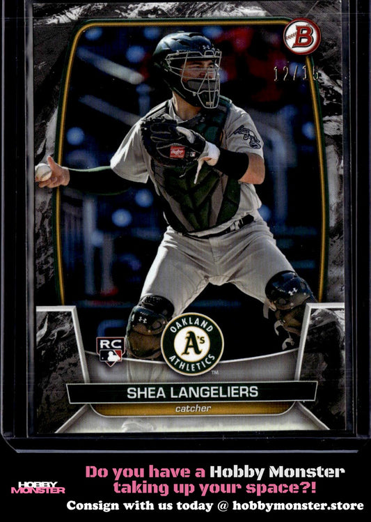 2023 Bowman Shea Langeliers Black Pattern Rookie #/15 Oakland Athletics
