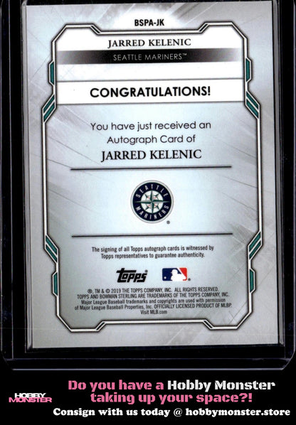 2019 Bowman Sterling Jarred Kelenic Orange Auto #/75 Seattle Mariners
