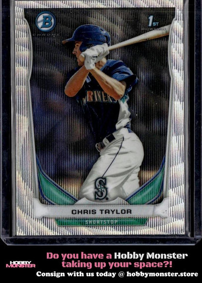2014 Bowman Chris Taylor Chrome Prospects Silver Wave #/25 Mariners