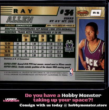 1996-97 Bowman's Best Ray Allen Rookie Milwaukee Bucks 00T-s7zpr