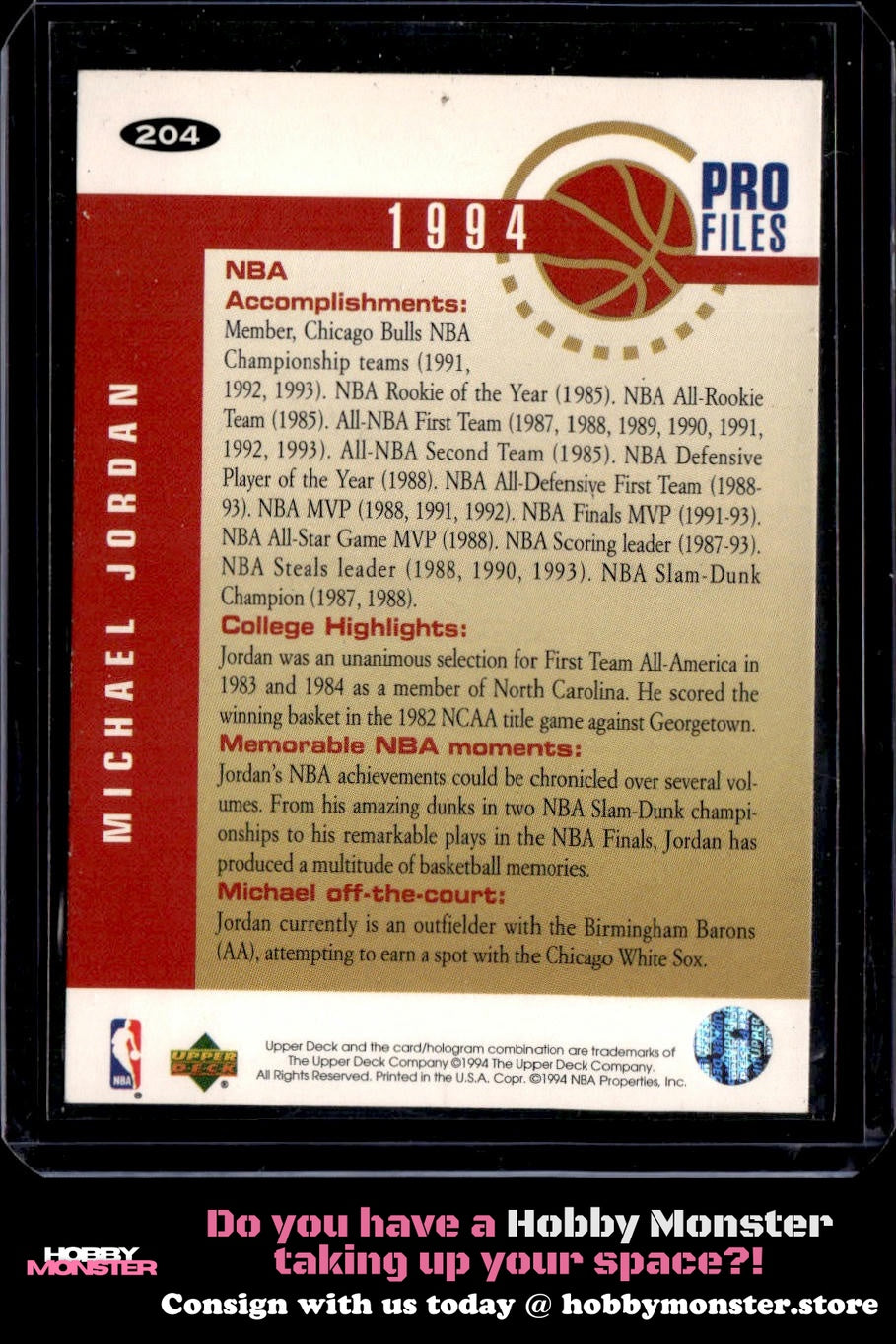 1994-95 Collector's Choice Michael Jordan Silver Signature Chicago Bulls 00T