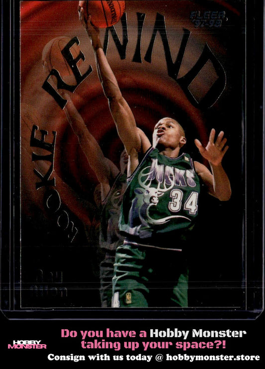 1997-98 Fleer Ray Allen Rookie Rewind Milwaukee Bucks 00T