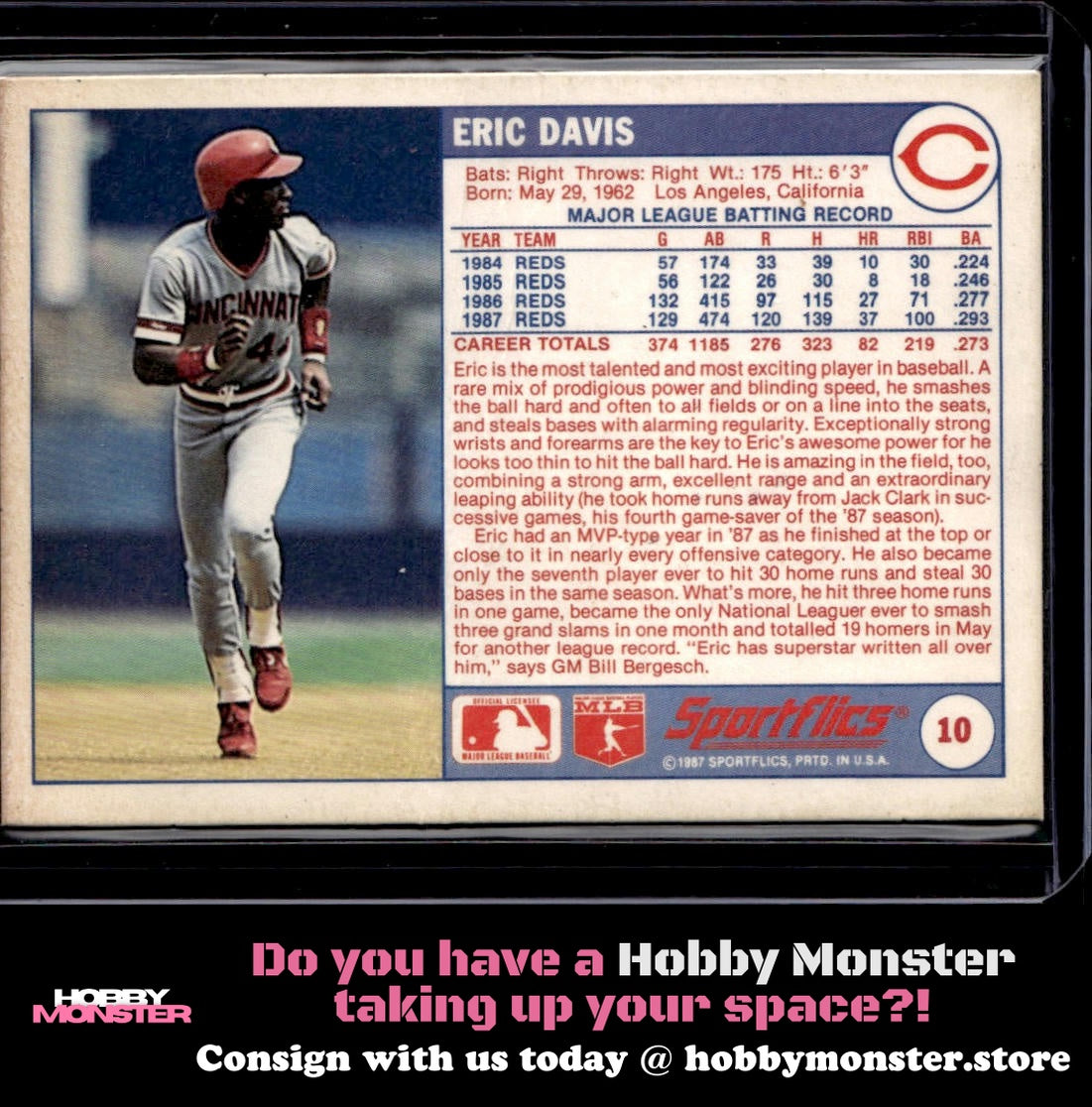 1988 Sportflics Eric Davis Cincinnati Reds 00T