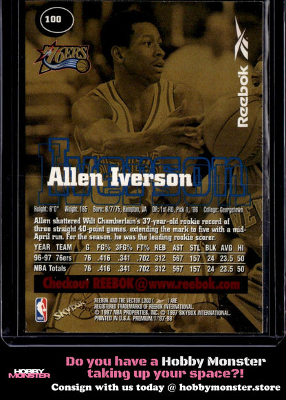 1997-98 SkyBox Premium Allen Iverson Reebok Bronze Philadelphia 76ers 00T-s7zqf