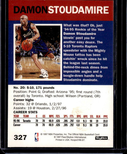 1996-97 Hoops Damon Stoudamire Toronto Raptors 00T