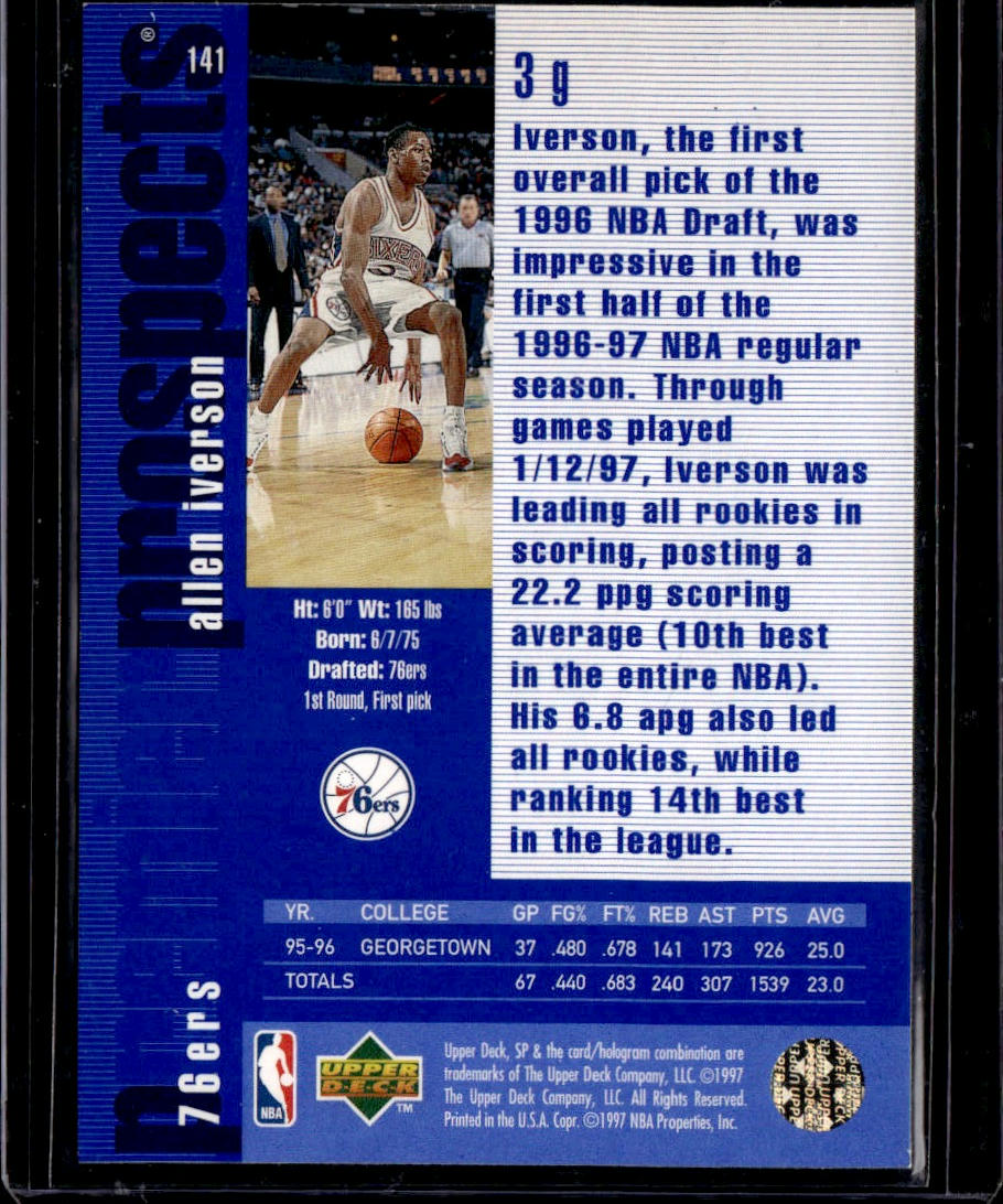 1996-97 SP Allen Iverson Rookie Philadelphia 76ers 00T-s8cir